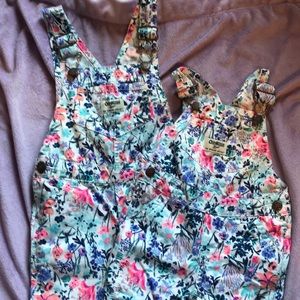 Girls white/floral OshKosh overalls